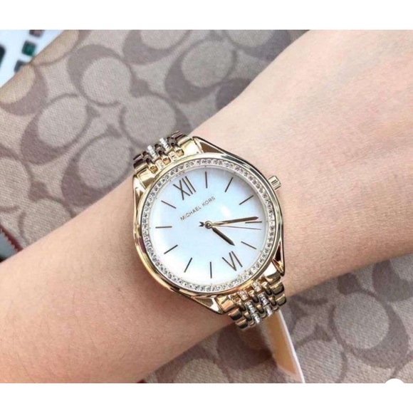 Michael kors mk7078 Mindy Three-Hand Gold-Tone Steel mother of pearl dial Watch - Picture 5 of 6